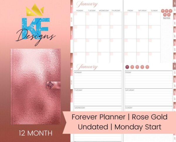 Forever Planner Minimalist Planner Rose Gold