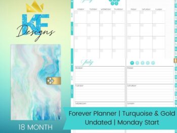 Forever Planner Minimalist Planner 18 Month Turquoise