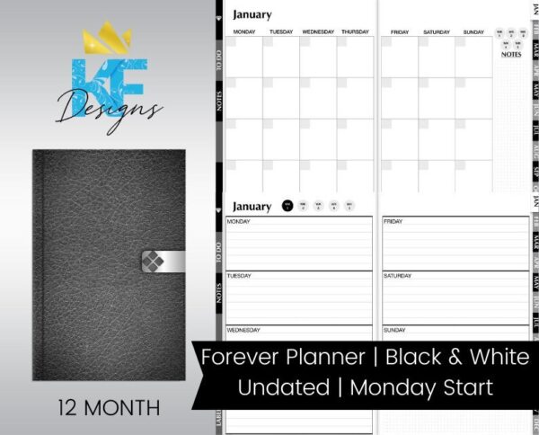 Forever Planner Minimalist Planner Black Executive