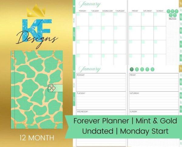 Forever Planner Minimalist Planner Mint Gold