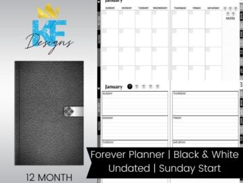 Forever Planner Minimalist Planner Black Executive