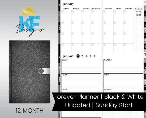 Forever Planner Minimalist Planner Black Executive