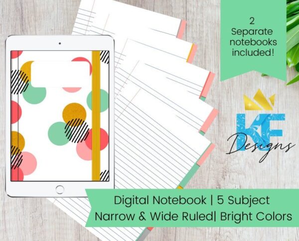 Forever Notebook Digital Notebook Narrow Ruled Wide Ruled Bright